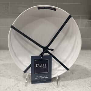 Set of 4 DWELL STUDIO Pasta Salad 9x2” Bowls Matte White Melamine Dinner Bowl